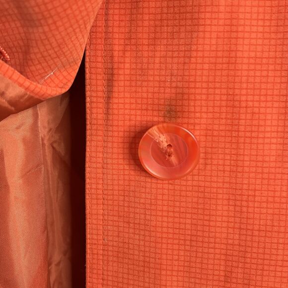 Bernardo Vintage Orange Button Down Padded Shoulder Trench Coat Medium - Picture 8 of 13